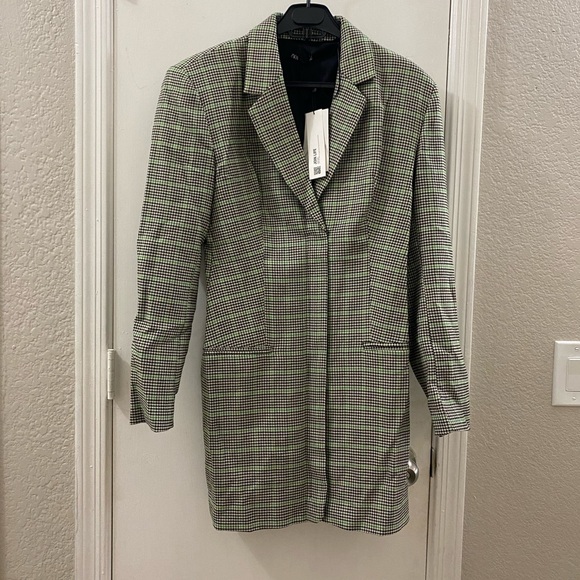 Zara | Dresses | Zara Houndstooth Blazer Dress With Green | Poshmark